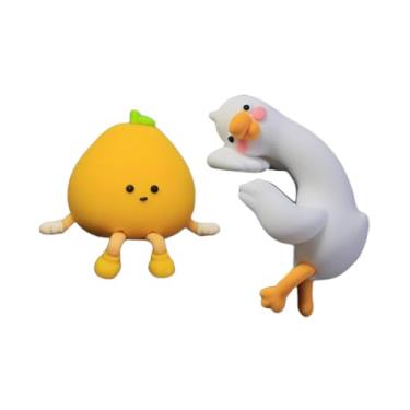 Imagem de Generic Conjunto de 2 Miniaturas de Enfeites para Carro, Estatuetas Pequenas de Pato e Toranja, Figuras Decorativas Fofas para, Esculturas para