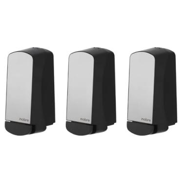 Imagem de Kit com 3 Dispenser para Sabonete Espuma 800ml com Reservatório - Preto, Frente em Inox Escovado