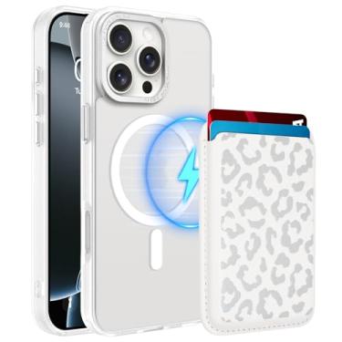 Imagem de MOWIME Capa magnética para iPhone 16 Pro Max [compatível com Magsafe] [com carteira e porta-cartão] [linda estampa de guepardo] Capa fosca translúcida fina para iPhone 16 Pro Max 6,9 polegadas 2024