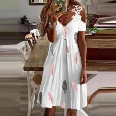 Imagem de Moda feminina renda com decote em v suspender vestido verão casual ren