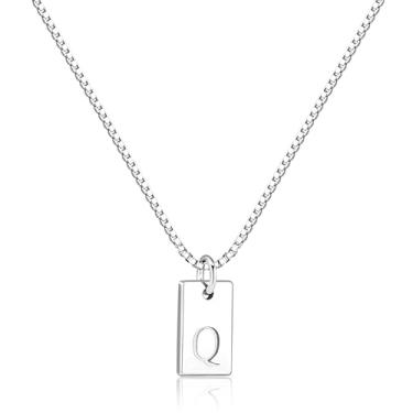 Imagem de Poxtex Colar feminino com inicial de prata 925 em camadas delicadas, colar com pingente de letra A-Z, à prova d'água, moderno, com nome, não mancha, personalizado para presentes de joias para meninas