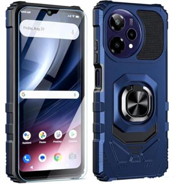 Imagem de Capa para celular Cricket iCon Pro 2026/At&t Motivate Pro 2 5G com protetor de tela, suporte de anel magnético + parte traseira de policarbonato fosco + amortecedor de silicone macio resistente +