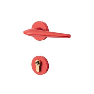 Imagem de Fechadura silenciosa de latão, interior, casa, quarto, francês, nórdico, vermelho, azul, maçaneta de porta de madeira maciça (vermelho)
