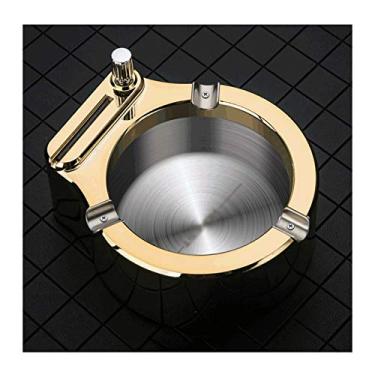 Imagem de Cinzeiros para charutos combinam com cigarro cinzeiro forro de aço inoxidável cinzeiro para bar de escritório doméstico KTV decoração de mesa cinzeiro criativo (cor: dourado)