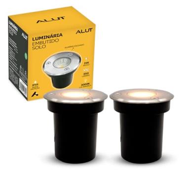 Imagem de Kit Luminaria de Chão Led Solo Embutir 5w ou 10w 3000k Branco Quente Bivolt Preto Fosco ou Escovado Alut By Avant (2, Aço Escovado, 5, Watts)