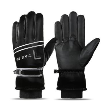 Imagem de Luvas de esqui de inverno para homens e mulheres – Luvas térmicas impermeáveis com tela sensível ao toque para snowboard ciclismo motocicleta (preto)