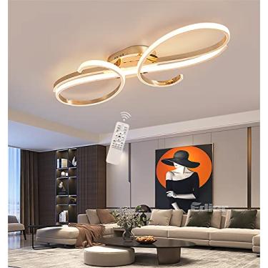 Imagem de Luminária de teto LED moderna e dimerizável para sala de estar com controle remoto, design criativo em alumínio para iluminação de interiores, lustre de embutir para quarto, sala de estar e