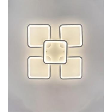 Imagem de Luminárias de teto LED modernas para sala de estar, com intensidade regulável e controle remoto. Ideais para quarto e sala de jantar. Formato quadrado, alto brilho (4+1).