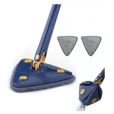Imagem de Esfregão Triangulo Mop Ajustável Giratória 360° Limpeza Banheiro Chão Janela Teto