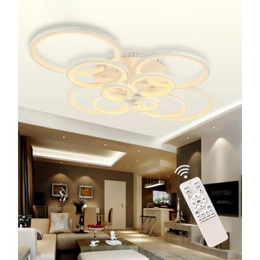 Imagem de Luminária de teto LED moderna para sala de estar, com intensidade ajustável e controle remoto. Ideal para ambientes internos, como sala de estar, quarto, cozinha e sala de jantar. (Branca, 1