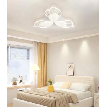 Imagem de Luminária de teto LED moderna para sala de estar e quarto com controle remoto, aplicativo inteligente, luz embutida, 54W, 3500K-6500K, formato de flor, para sala de jantar e escritório (50cm
