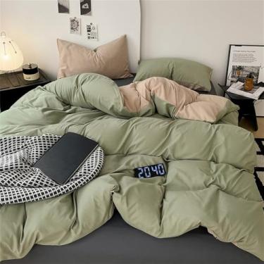 Imagem de Conjunto de cama bicolor para todas as estações, capa de edredom confortável em algodão macio e agradável à pele, 14, 1,5 m, conjunto de 4 peças B