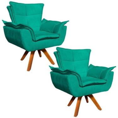 Imagem de Poltrona Sala de Estar Giratória MM30 Kit 2 Opalla Suede - D'Rossi, Ve