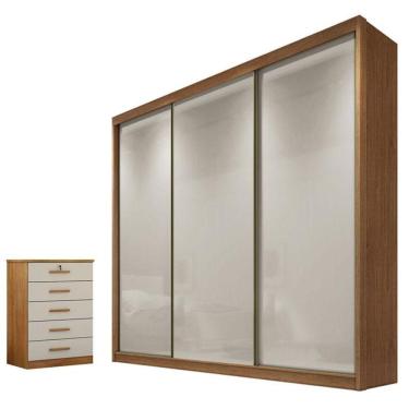 Imagem de Guarda Roupa Casal Logan E Gaveteiro Suiça Cumaru 25 Fendi - Novo Horizonte