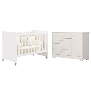 Imagem de Berço Americano Evolution 4 Em 1 E Cômoda Zaki Branco Acetinado - Reller