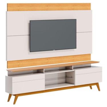 Imagem de Rack Bancada 2 Gavetas Com Nicho E Painel Para Tv Classic 1.8 Off White Nature - Imcal