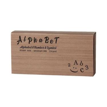 Imagem de Conjunto De 70 Carimbos De Madeira E Borracha Com Alfabeto E Números P
