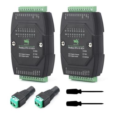 Imagem de Waveshare Módulo de entrada e saída digital industrial de 8-Ch, fonte de alimentação de tensão ampla DC 7~36V, protocolo Modbus RTU, vários circuitos de proteção de isolamento, suporte de montagem em