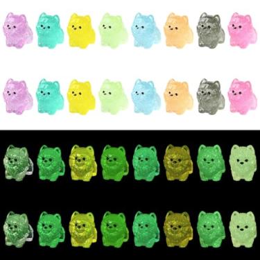 Imagem de LiQunSweet 40 peças, estatuetas em miniatura de 8 cores luminosas para cães, ornamentos de resina, adoráveis animais de estimação, sem orifícios, exibição de contas para joias DIY, artesanato