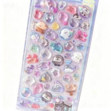 Imagem de Adesivos inchados de desenho 3D - Mini adesivos decorativos reutilizáveis para álbuns, agendas, diários, laptops e capas de telefone, adesivos fofos com design texturizado 3D, fáceis de descascar e