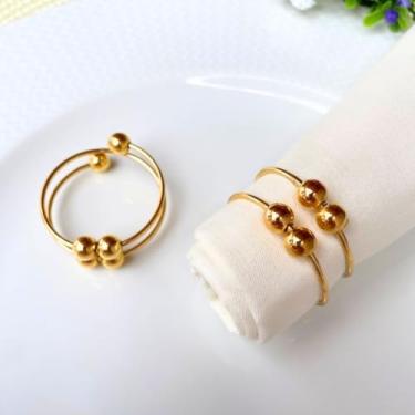 Imagem de Kit 06 Anel Porta Guardanapo Argola Mesa Posta 4 Pérolas Casamento