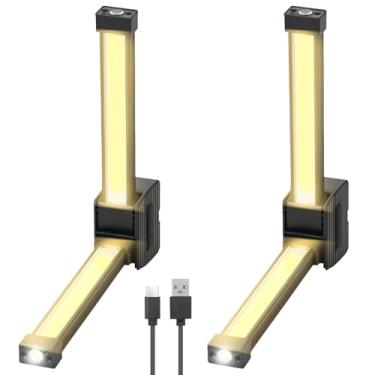 Imagem de MABCIRY Lâmpada de academia com 7 engrenagens, ímã portátil, lanterna de LED giratória de 180 graus com gancho para pendurar, luz de acampamento recarregável por USB para barraca de acampamento de