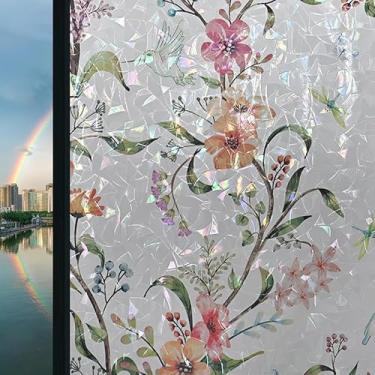 Imagem de XIMINZ - Película de janela com aderência estática, película de privacidade removível para casa, películas de vidro decorativas de flores para banheiro, porta da frente, casa, controle de calor opaco