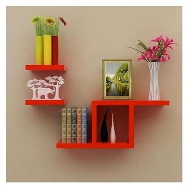 Imagem de Prateleiras flutuantes de parede, conjunto de 4, prateleiras de armazenamento montadas na parede, prateleiras de exibição de parede decorativas, prateleiras de parede para quarto, cozinha, sala de