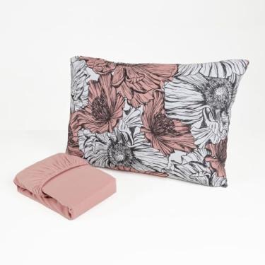 Imagem de Jogo de Cama Solteiro com Lençol de Elástico - Malha 100% Algodão, Confortável e Prático para Quartos Domésticos com Estilo Simples (Sofisticado rose)