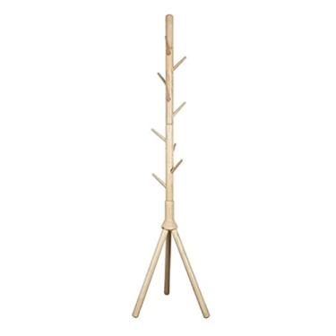 Imagem de SLGGPJBU Cabideiro de madeira com economia de espaço, suporte de piso único em forma de árvore, suporte de cabide de canto para corredor, prateleira, suporte de roupas