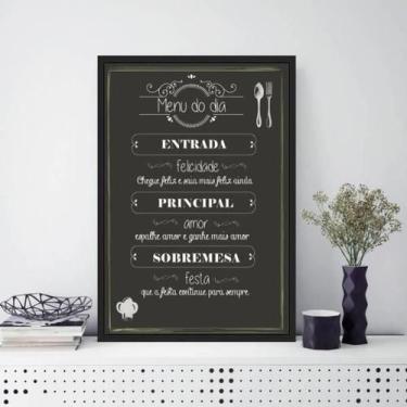 Imagem de Quadro Decorativo Menu Dia Moldura Preta Com Vidro 45X34Cm - Quadros O