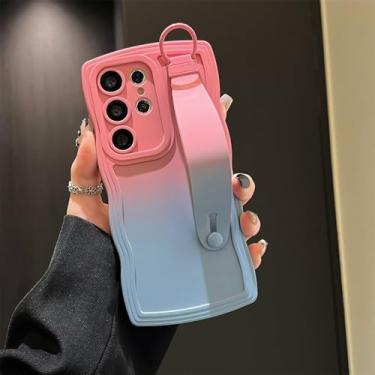 Imagem de Suporte de pulso flexível com design ondulado para Samsung S25 S24 Ultra S23 FE S22 Plus S21 A56 A55 A54 A53 A52 A51 A50 A05S, Rosa Azul Cinza, para Samsung A55