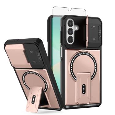 Imagem de Furiet Capa para Samsung Galaxy A15 5G/4G com capa de lente e protetor de tela de vidro temperado, carregamento sem fio, suporte Magsafe, à prova de choque, capa fina híbrida de silicone macio para A