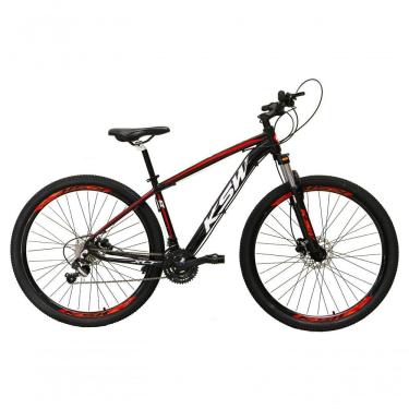 Imagem de Bicicleta Aro 29 Ksw Xlt Alumínio 24v Câmbios Shimano Garfo Com Trava No Ombro - Preto-vermelho-branco Tam.15