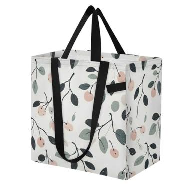 Imagem de SEHANY Sacola de compras reutilizável de cereja fofa com alças reforçadas, bolsa de compras de lona dobrável à prova d'água de grande capacidade para viagem, cozinha, praia