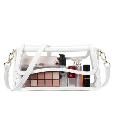 Imagem de Telena Bolsa Transparente Feminina, Bolsa de Ombro Transversal para Eventos de Estdio, Festivais e Concertos, Branco, Casual