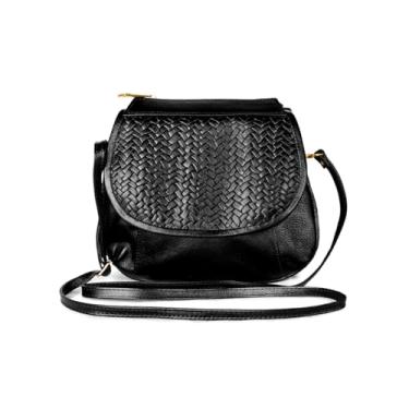 Imagem de Bolsa Feminina Transversal de Couro Modelo Gisele -Relicário (Preto)