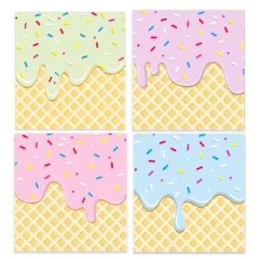 Imagem de JarThenaAMCS Guardanapos de papel para sorvete, 100 peças, guardanapos de almoço, verde, roxo, rosa, azul, polvilhe toalha de mão descartável para jantar de sobremesa de verão, chá de bebê, artigos de