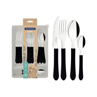 Imagem de Faqueiro 25 Peças Tramontina Leme em Aço Inox com Gaveteiro - Preto