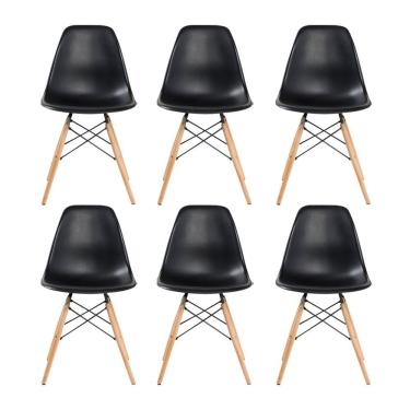 Imagem de Kit 6 Cadeira Sala E Cozinha Preto