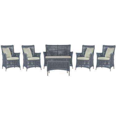 Imagem de Jogo Sofá 4 Poltronas E Mesa Igapó Fendi E3 Trama Original Prata