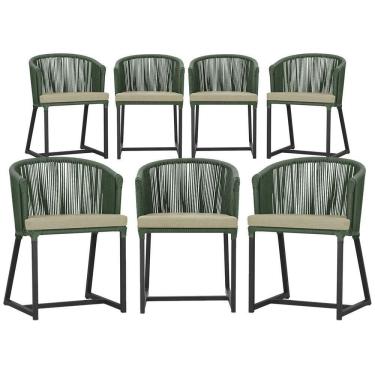 Imagem de 7 Cadeiras De Jantar área Noronha Preta E7 Trama  Verde