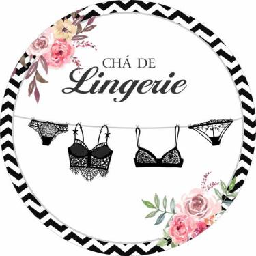 Imagem de Painel de Tecido Sublimado Redondo Chá Lingerie Preto e Branco c/ Elás
