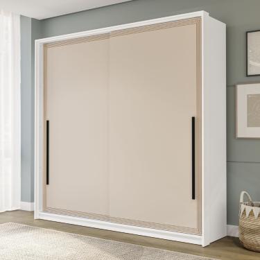 Imagem de Guarda Roupa Casal 2 Portas de Correr Valência Politorno - Branco/Creme