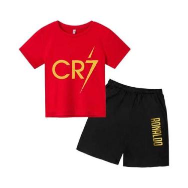 Imagem de Camiseta Infantil 3D De Verão CR7 Com Estampa De Estrela, Gola Redonda