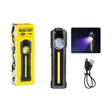 Imagem de Lanterna LED COB Magnética Portátil Recarregável Por USB Com 4 Modos E