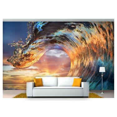 Imagem de Papel De Parede Praia Mar Onda Sol Tubo 3D Npr222