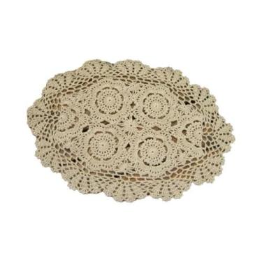 Imagem de Sousplat Oval De Crochê Estilo Shabby Chic 30x45cm Vintage Feito À Mão
