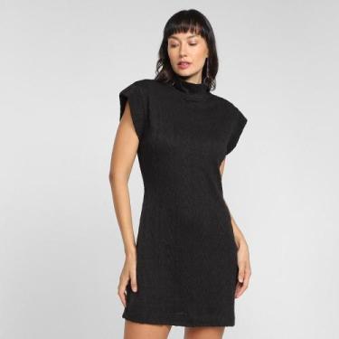 Imagem de Vestido Curto Morena Rosa Gola Alta Feminino, M, Preto