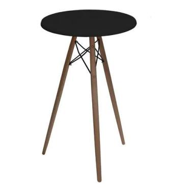 Imagem de Mesa Jantar 50cm Redonda Preta Tripé Eiffel Charles Eames Mesinha Bar 
